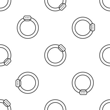 Gri çizgi bisiklet fren diski simgesi beyaz arka planda izole edilmiş pürüzsüz desen. Vektör.