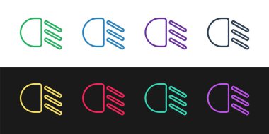 Çizgi Yüksek Işın simgesini siyah ve beyaz arkaplanda izole et. Araba farları. Vektör