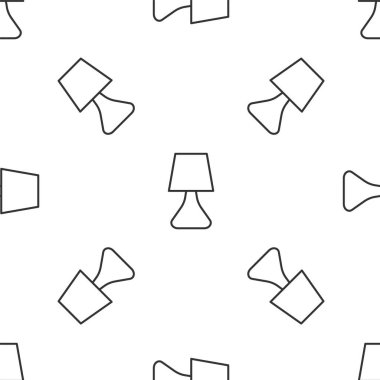 Gri çizgi masa lambası ikonu beyaz arka planda izole edilmiş pürüzsüz desen. Masa lambası. Vektör