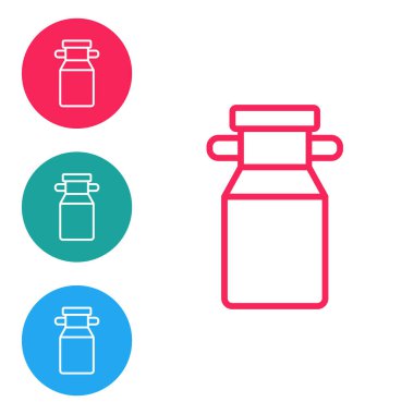 Beyaz arka planda izole edilmiş süt ikonu için kırmızı çizgi kutu. Simgeleri daire düğmelerine ayır. Vektör