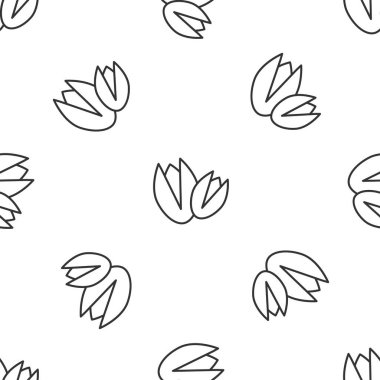 Gri çizgi Pistachio fındık ikonu beyaz arka planda izole edilmiş pürüzsüz desen. Vektör