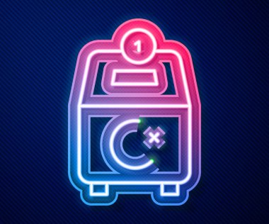 Parlak neon hattı bağışı yapın ya da mavi arka planda izole edilmiş Müslüman zorunluluk simgesi olarak sadakalarınızı ödeyin. Kurban Bayramı 'ndan önce Ramazan Kareem' de bir sadaka. Vektör