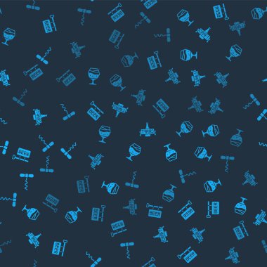 Sokak tabelasını bira, bir bardak bira, şişe ve şarap tirbuşonuyla kusursuz desenlere göre ayarla. Vektör