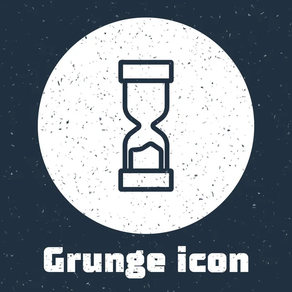 Línea Grunge Reloj Arena Antiguo Con Icono Arena Que Fluye — Vector de stock