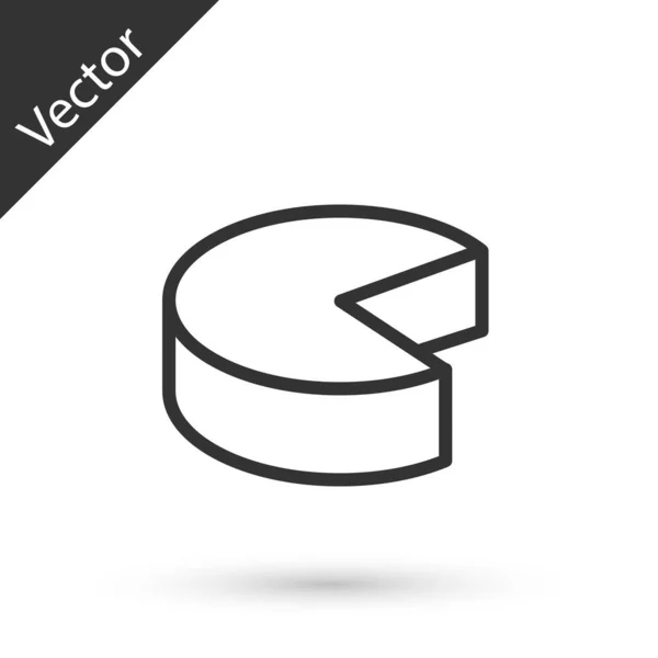 Línea Gris Icono Queso Aislado Sobre Fondo Blanco Vector — Vector de stock