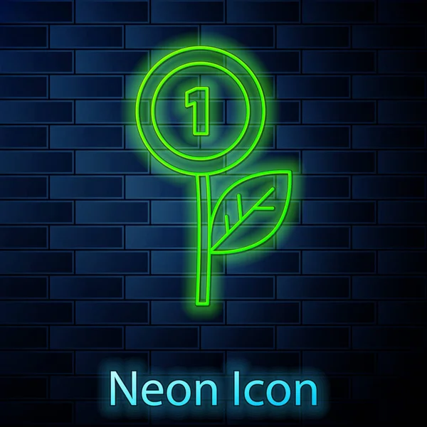 Leuchtende Neon Linie Dollar Pflanze Symbol Isoliert Auf Backsteinwand Hintergrund — Stockvektor