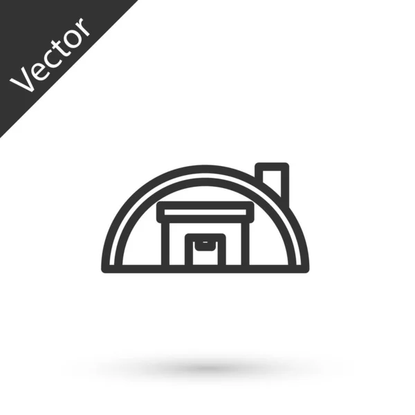Icono Línea Gris Almacén Aislado Sobre Fondo Blanco Vector — Archivo Imágenes Vectoriales