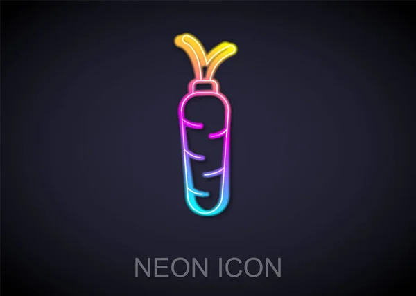 Glödande Neon Line Morot Ikon Isolerad Svart Bakgrund Vektor — Stock vektor
