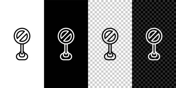 Setzen Sie Das Stoppschild Symbol Isoliert Auf Schwarz Weißem Transparentem — Stockvektor