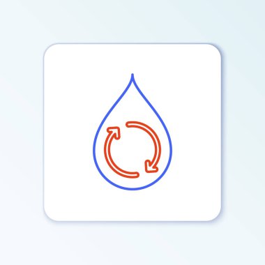 Beyaz arkaplanda izole edilmiş temiz su simgesini geri dönüştür. İşaret geri dönüşümlü bir damla su. Renkli taslak konsepti. Vektör