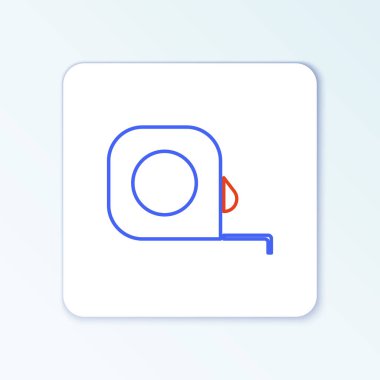 Çizgi Rulet inşaat ikonu beyaz arkaplanda izole edildi. Mezura ölçüm sembolü. Renkli taslak konsepti. Vektör