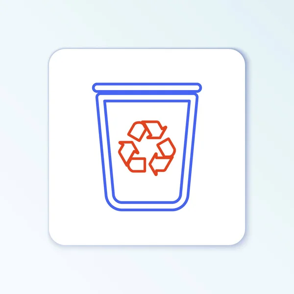 Line Prullenbak Met Recycle Symbool Pictogram Geïsoleerd Witte Achtergrond Prullenbak — Stockvector