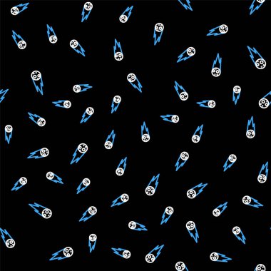 Çizgi Kuyrukluyıldızı hızla aşağıya düşüyor. Siyah arkaplanda izole edilmiş kusursuz desen. Vektör