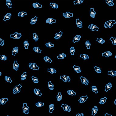 El simgesinin çizgi palmiyesi siyah arkaplanda izole edilmiş. Vektör