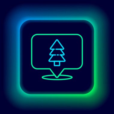 Siyah arkaplanda izole edilmiş bir harita ikonu üzerinde parlayan neon hattı konumu. Renkli taslak konsepti. Vektör