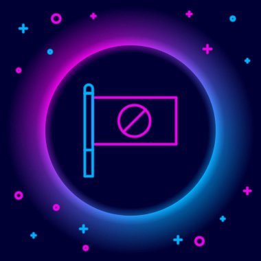 Parlayan neon hattı Protesto simgesi siyah arkaplanda izole edildi. Toplantı, protestocu, grev, konuşma, pankart, protesto pankartı, dilekçe, lider, broşür. Renkli taslak konsepti. Vektör