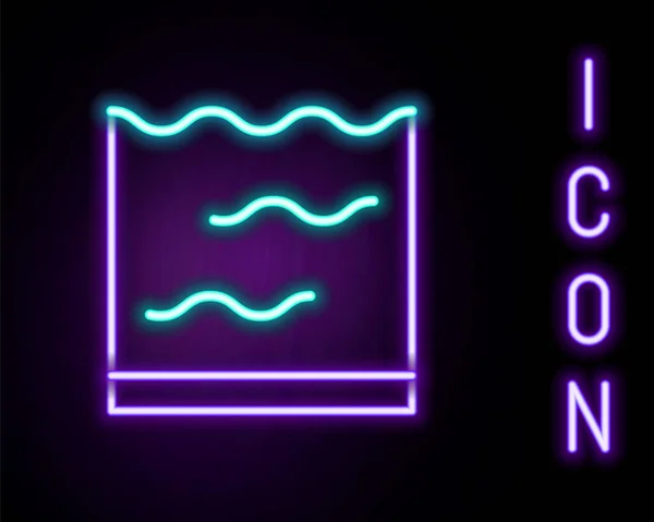 Gloeiende Neon Lijn Aquarium Icoon Geïsoleerd Zwarte Achtergrond Aquarium Voor — Stockvector