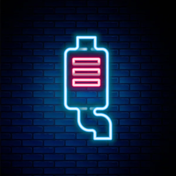 明亮的霓虹灯线汽车消声器图标隔离在砖墙背景 排气管道 五彩缤纷的概念 — 图库矢量图片