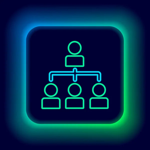 Glowing Neon Line Business Hierarchy Organogram Chart Infographics Icon Isolated — Stock Vector