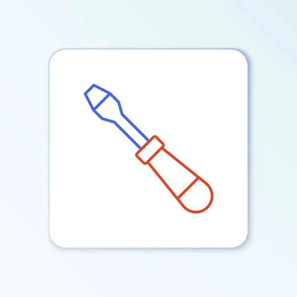线条螺丝刀图标孤立在白色背景 服务工具符号 五彩缤纷的概念 — 图库矢量图片
