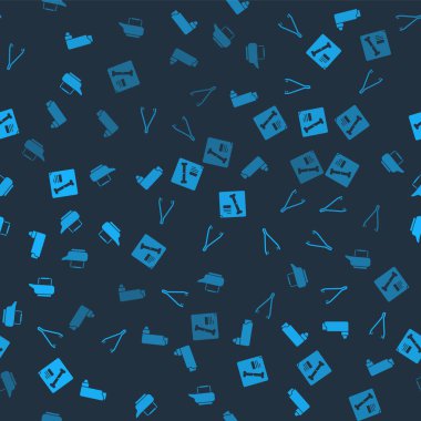 Astım spreyini, tıbbi cımbızı, röntgen çekimini ve lazımlığı kusursuz desene ayarlayın. Vektör.