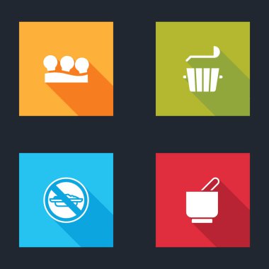 Süpürge konserveleri, sauna kovası ve kepçe, diyetsiz yiyecek ve havan topu ikonu. Vektör.