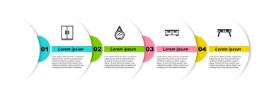 Gardırop, Ayna, Çekmece Sandığı ve ofis masası. Ticari bilgi şablonu. Vektör