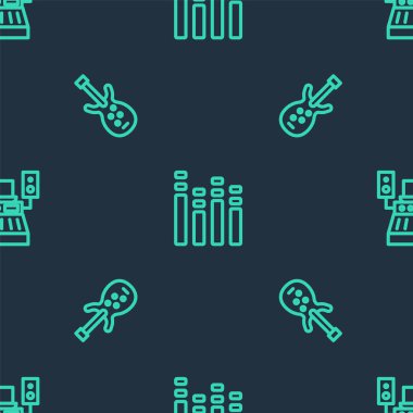 Müzik eşitleyici, elektro bas gitar ve kayıt stüdyosunu kusursuz bir şekilde ayarla. Vektör