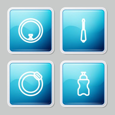 Bisiklet tekerleği, tornavida, fren diski ve su ikonlu spor şişesi ayarlayın. Vektör