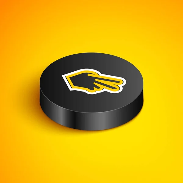 Isometric Line Baseball Glove Icon Isolated Yellow Background Black Circle — Stock Vector
