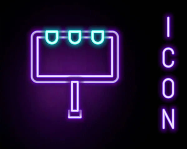 Žhnoucí Neonová Čára Prázdný Velký Billboard Ikonou Světel Izolovaných Černém — Stockový vektor