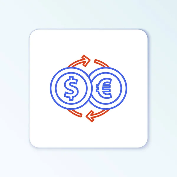 Line Money Exchange Icoon Geïsoleerd Witte Achtergrond Euro Dollar Cash — Stockvector