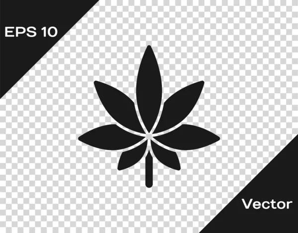 Schwarzes Medizinisches Marihuana Oder Cannabisblatt Symbol Isoliert Auf Transparentem Hintergrund — Stockvektor