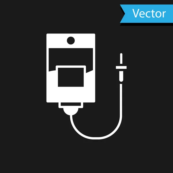 Ícone Saco Branco Isolado Fundo Preto Saco Sangue Doar Conceito — Vetor de Stock