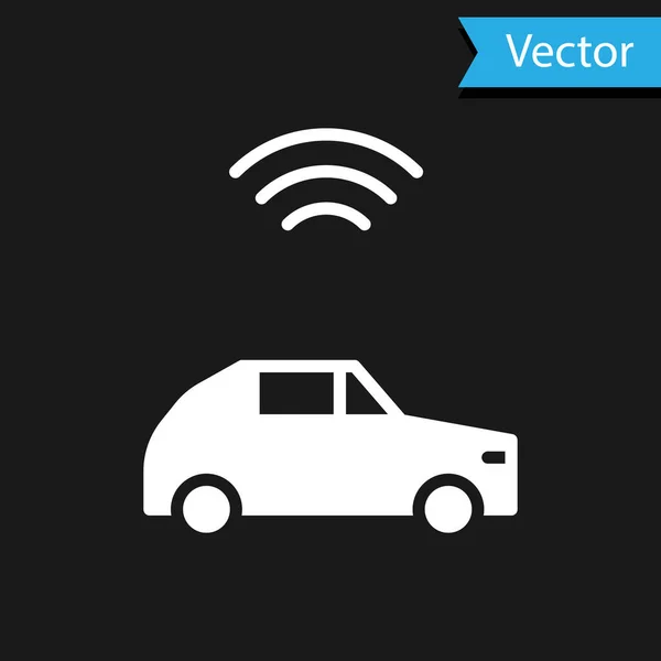 Sistema Carro Inteligente Branco Com Ícone Conexão Sem Fio Isolado — Vetor de Stock