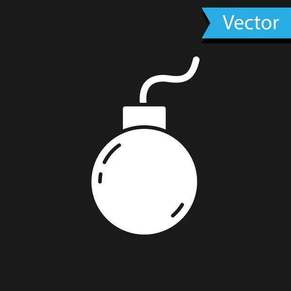 Белая Бомба Готова Взорваться Иконка Изолирована Черном Фоне Вектор — стоковый вектор