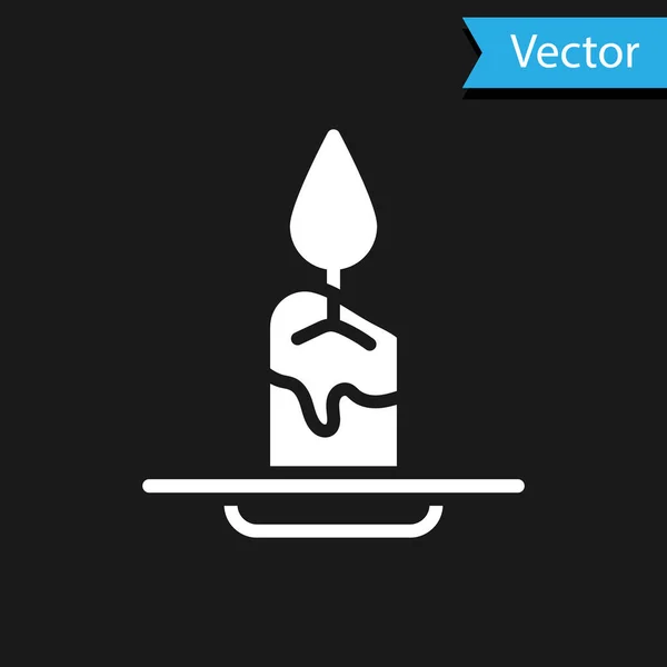 Icono Vela Aroma Blanco Aislado Sobre Fondo Negro Vector — Vector de stock