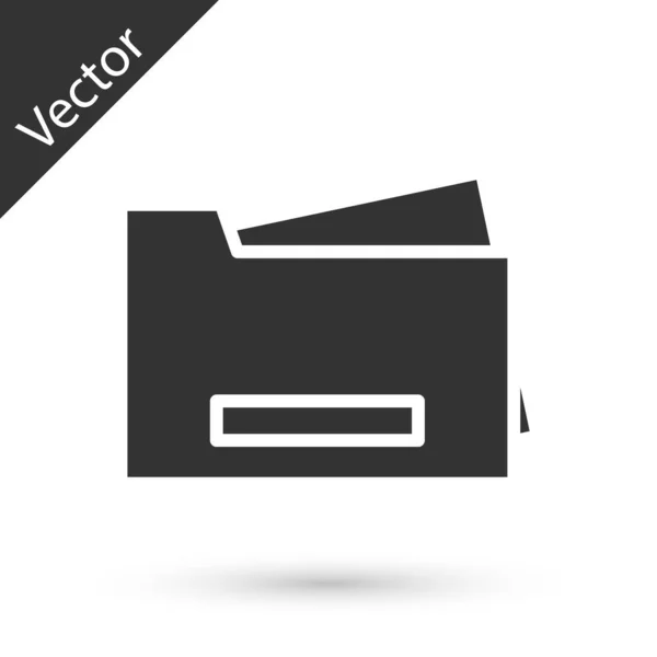 Grijze Printer Pictogram Geïsoleerd Witte Achtergrond Vector — Stockvector