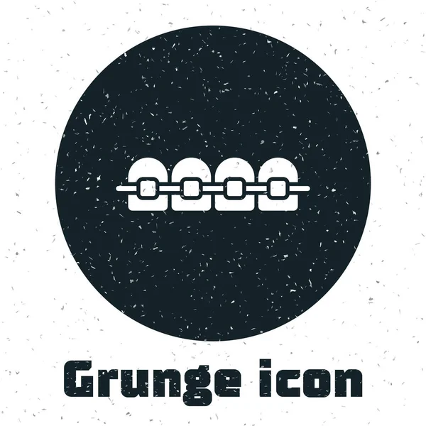 Grunge Dents Avec Des Accolades Icône Isolée Sur Fond Blanc — Image vectorielle
