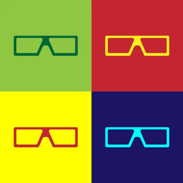Pop Art Kinobrille Icon Isoliert Auf Farbigem Hintergrund Vektor — Stockvektor