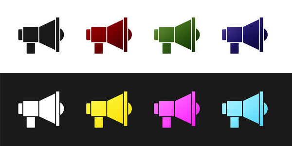 Set Megaphone icon isolated on black and white background. Speaker sign.  Vector.