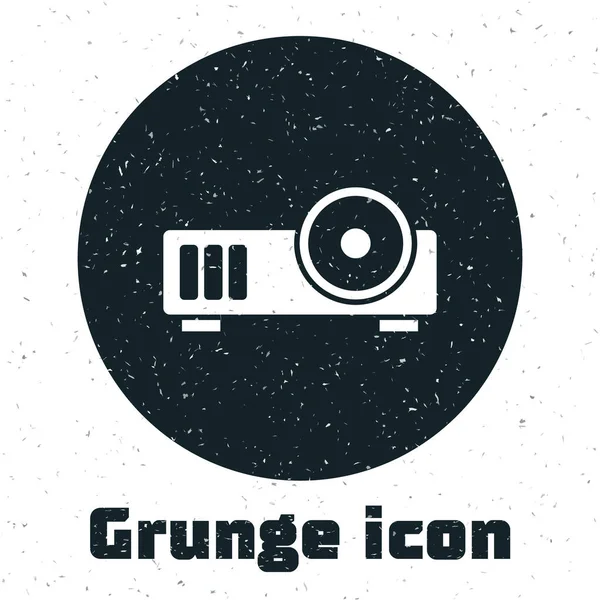 Grunge Presentation Movie Film Media Projector Icon Isolated White Background — Stock Vector