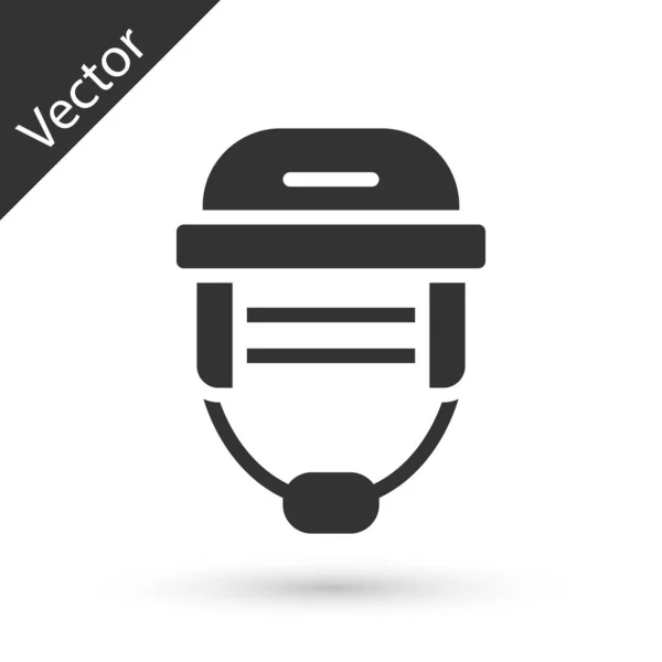 Grey Hockey Helmet Icon Isolated White Background Vector — Stock Vector