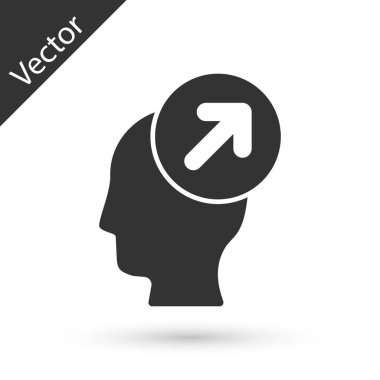 Gri Kafa avlanma konsepti simgesi beyaz arka planda izole edildi. İş hedefi ya da İstihdam tabelası. İş için insan kaynakları ve adam toplama. Vektör.