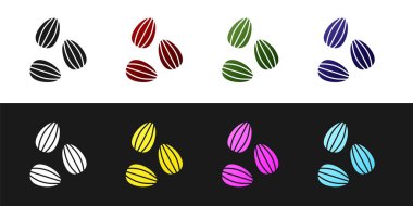 Siyah ve beyaz arkaplanda izole edilmiş özel bir bitki simgesinin tohumlarını ayarla. Vektör