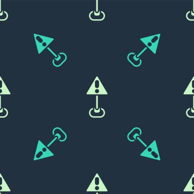 Mavi arkaplanda yeşil ve bej rengi ünlem işaretleri var. Tehlike uyarısı, dikkat, dikkat, tehlike uyarısı önemli bir işaret. Vektör