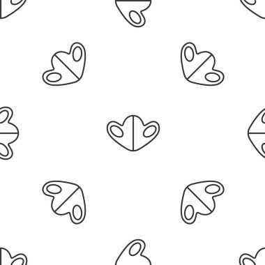 Gri çizgi tıbbi koruyucu maske ikonu beyaz arka planda izole edilmiş kusursuz desen. Vektör..