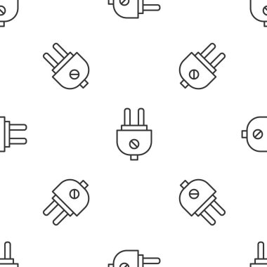 Beyaz arkaplanda siyah elektrik prizi simgesi izole edildi. Bağlantı kavramı ve elektriğin kesilmesi. Sarı kare düğme. Vektör.