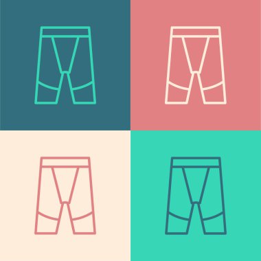 Pop sanat eseri bisiklet şortu simgesi renk arkaplanında izole edildi. Vektör.