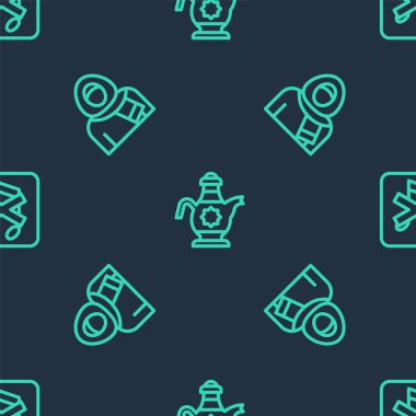 İslami çaydanlık hattı, tesettürlü Müslüman kadın ve Sözcü kusursuz şablona sessiz kaldı. Vektör